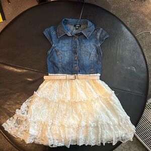 Zunie Jean and lacy dress